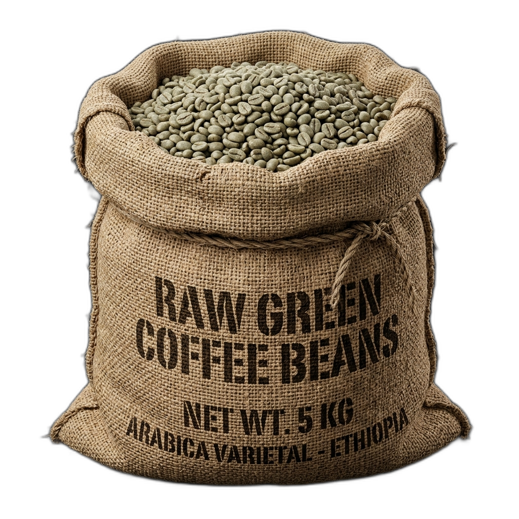 Green Raw Coffee Burlap Sack 3D